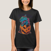 Dinosaur Pumpkin Halloween Funny Costume Tシャツ (正面)