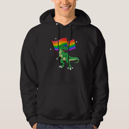 Dinosaur Rawr Pride Parade Gay & Lesbian Rainbow F パーカ (正面)