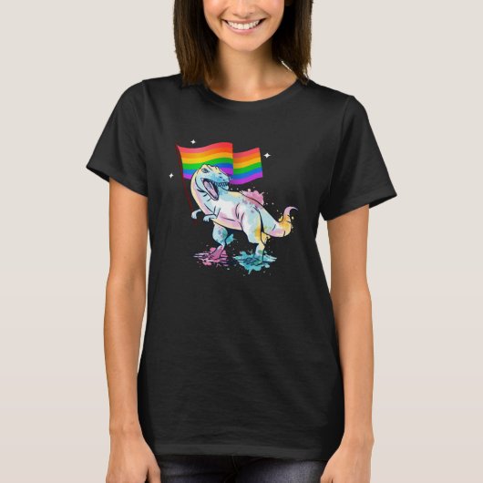 Dinosaur Rawr Pride Parade Gay & Lesbian Rainbow F Tシャツ (正面)