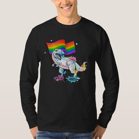 Dinosaur Rawr Pride Parade Gay & Lesbian Rainbow F Tシャツ (正面)