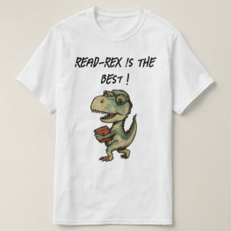 dinosaur, reading, book lover, cute nerdy  tシャツ