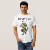 dinosaur, reading, book lover, cute nerdy  tシャツ (正面フル)