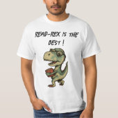 dinosaur, reading, book lover, cute nerdy  tシャツ (正面)