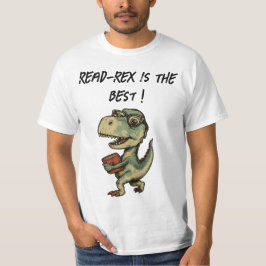 dinosaur, reading, book lover, cute nerdy  tシャツ