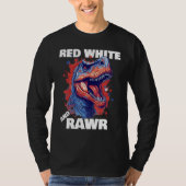 Dinosaur Red White Rawr American Flag 4th of July  Tシャツ (正面)
