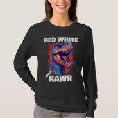 Dinosaur Red White Rawr American Flag 4th of July  Tシャツ (正面)