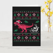 Dinosaur Reindeer Sleigh Ugly Christmas  カード (黄色い花)