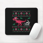 Dinosaur Reindeer Sleigh Ugly Christmas マウスパッド (マウス)