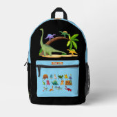 Dinosaur Reptiles Black & Blue School Backpack 26 プリントバックパック (正面)