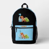 Dinosaur Reptiles Blue School Backpack 16 プリントバックパック (正面)