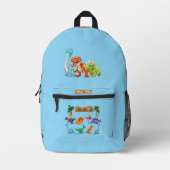 Dinosaur Reptiles Blue School Backpack 21 プリントバックパック (正面)