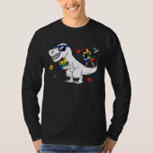 Dinosaur Rex Autism Awareness Month Support Puzzle Tシャツ (正面)