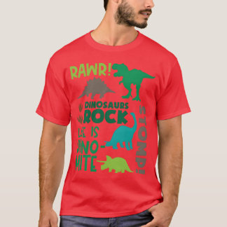 Dinosaur Rock Stomp Life Is Dino Mite Rawr girl Tシャツ