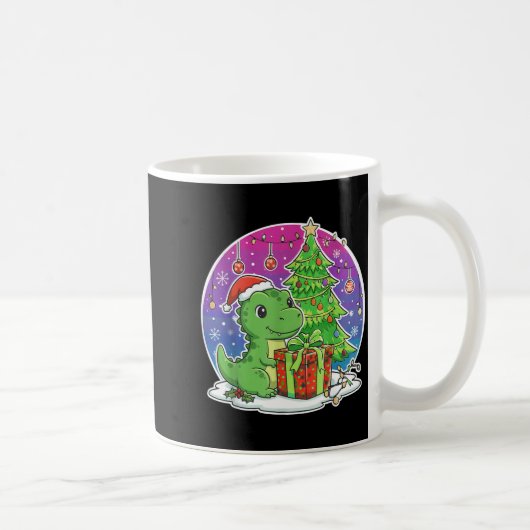 Dinosaur Santa Hat Xmas Dinosaur Lover Adults Boy コーヒーマグカップ (右)