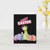 Dinosaur Say Happy Easter Premium Tri-blend  カード (黄色い花)