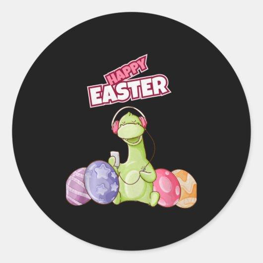 Dinosaur Say Happy Easter Premium Tri-blend  ラウンドシール (正面)