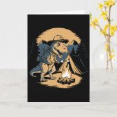 Dinosaur Scouting Camping For Kids Boys Girls  カード (黄色い花)