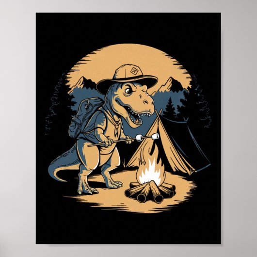 Dinosaur Scouting Camping For Kids Boys Girls  ポスター (正面)