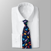 Dinosaur seven species silhouette pattern neck tie ネクタイ (タイ)