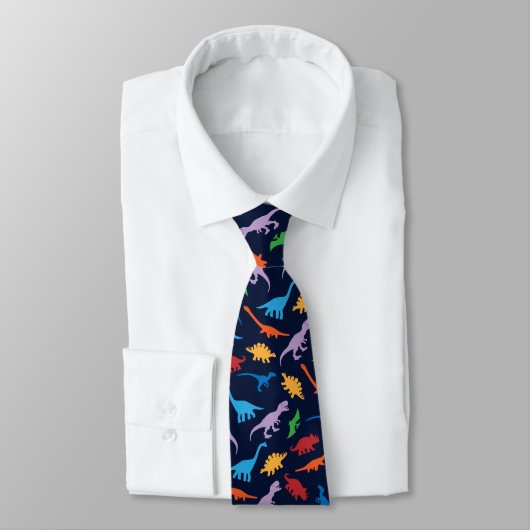 Dinosaur seven species silhouette pattern neck tie ネクタイ (タイ)