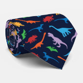 Dinosaur seven species silhouette pattern neck tie ネクタイ (ロール)