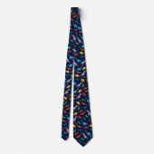 Dinosaur seven species silhouette pattern neck tie ネクタイ (裏面)