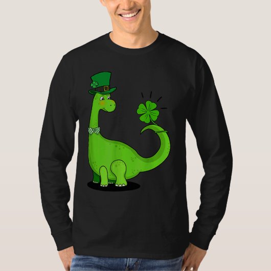 Dinosaur Shamrock St Patrick's Day Boys Kids Girls Tシャツ (正面)