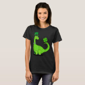 Dinosaur Shamrock St Patrick's Day Boys Kids Girls Tシャツ (正面フル)