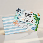 Dinosaur & Shark Under the Sea Sibling Birthday 招待状
