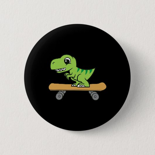 Dinosaur Skateboarding Cute Skateboard Dinosaur  缶バッジ (正面)