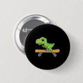 Dinosaur Skateboarding Cute Skateboard Dinosaur  缶バッジ (正面&裏面)