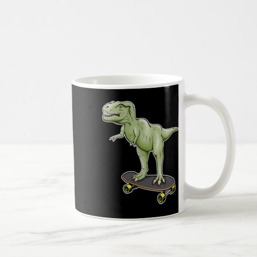 Dinosaur Skateboarding T-rex Dino Dinosaur  コーヒーマグカップ (右)
