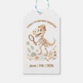 Dinosaur Skeleton Paleontologist Boy 4th Birthday ギフトタグ (正面)