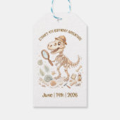 Dinosaur Skeleton Paleontologist Boy 4th Birthday ギフトタグ (裏面)