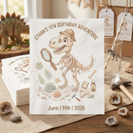 Dinosaur Skeleton Paleontologist Boy 4th Birthday スタンダードランチョンナプキン