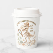 Dinosaur Skeleton Paleontologist Boy 4th Birthday 紙コップ (裏面)