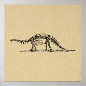 Dinosaur Skeleton Vintage Art ポスター (正面)