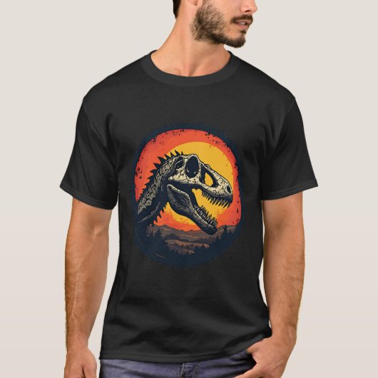 Dinosaur Skull Sunset T-Shirt Tシャツ (正面)