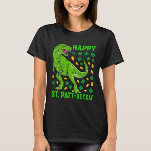 Dinosaur St Patricks Day Happy St Pat Trex rex Boy Tシャツ (正面)