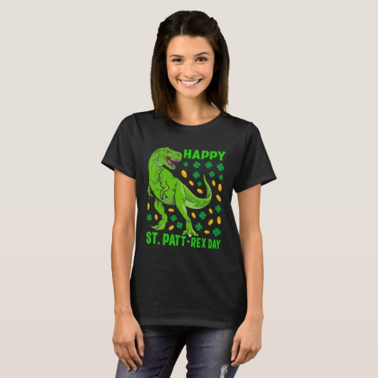 Dinosaur St Patricks Day Happy St Pat Trex rex Boy Tシャツ (正面フル)