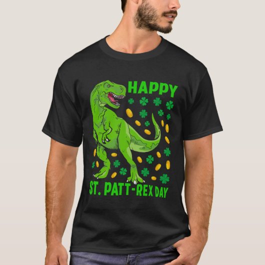 Dinosaur St Patricks Day Happy St Pat Trex rex Boy Tシャツ (正面)