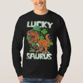 Dinosaur St Patrick's Day LUCKY SAURUS T Rex LUCKY Tシャツ (正面)