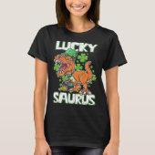 Dinosaur St Patrick's Day LUCKY SAURUS T Rex LUCKY Tシャツ (正面)
