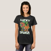 Dinosaur St Patrick's Day LUCKY SAURUS T Rex LUCKY Tシャツ (正面フル)