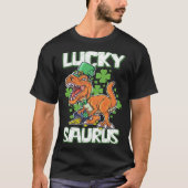Dinosaur St Patrick's Day LUCKY SAURUS T Rex LUCKY Tシャツ (正面)