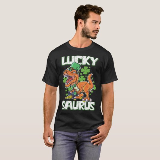 Dinosaur St Patrick's Day LUCKY SAURUS T Rex LUCKY Tシャツ (正面フル)