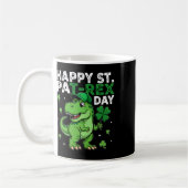 Dinosaur St Patricks Day Lucky Shamrock Irish Boys コーヒーマグカップ (左)