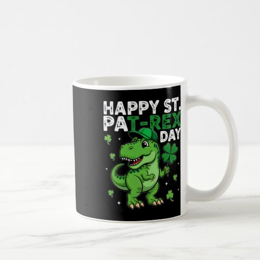 Dinosaur St Patricks Day Lucky Shamrock Irish Boys コーヒーマグカップ (右)
