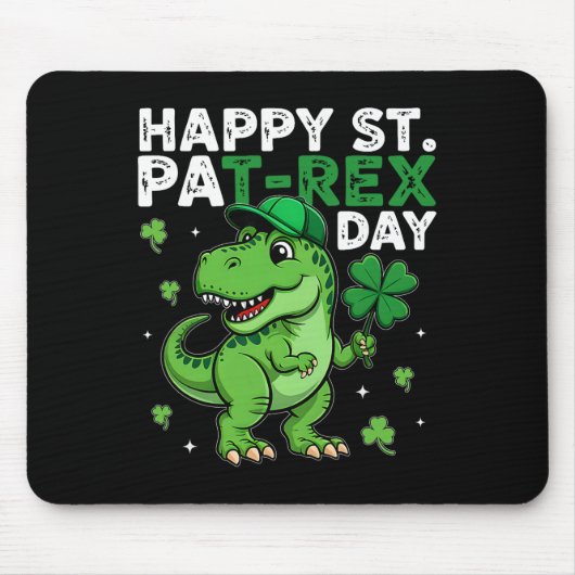 Dinosaur St Patricks Day Lucky Shamrock Irish Boys マウスパッド (正面)