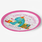 Dinosaur Stomp Chomp and roar Birthday Girl ペーパープレート (アングル)